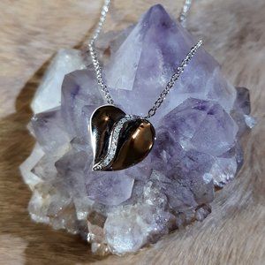 925 SS Diamond Accent Heart Pendant Necklace